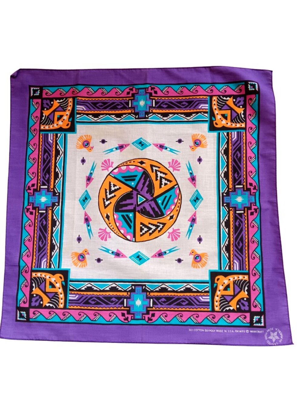 Vintage Hanky Bandana Scarf Southwestern Native American Multicolor Wamcraft